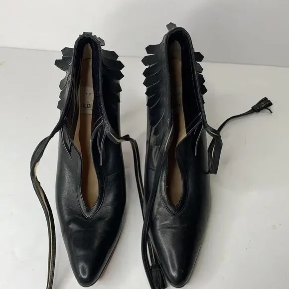 Todd Oldham Lerre black leather fringe ankle tie booties - Picture 8 of 8